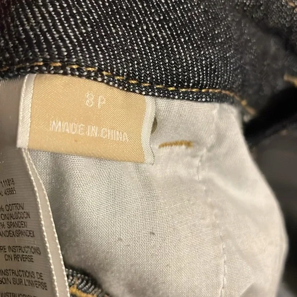 Michael Kors dark blue jeans gold buckle back pocket. Size 8P. GUC. - Picture 3 of 5